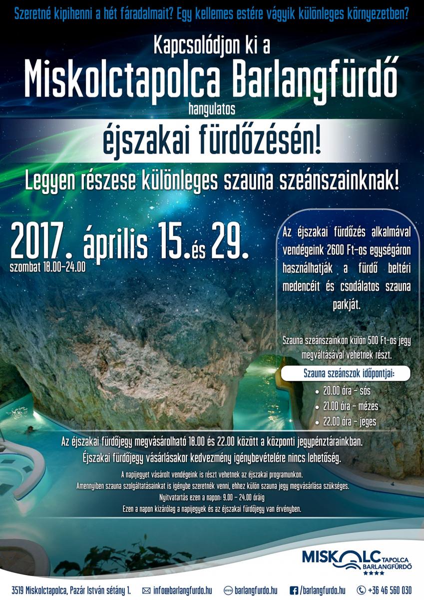 Újra éjszakai fürdőzés a Miskolctapolca Barlangfürdőben!