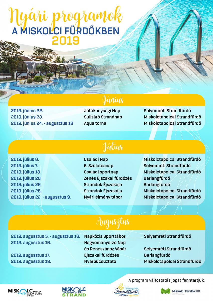 Nyári programok a miskolci fürdőkben